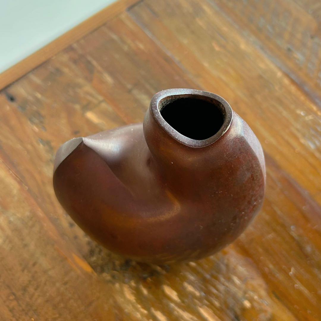 中島保美 鋳銅 雛花瓶 骨董 古美術 花瓶 作家物