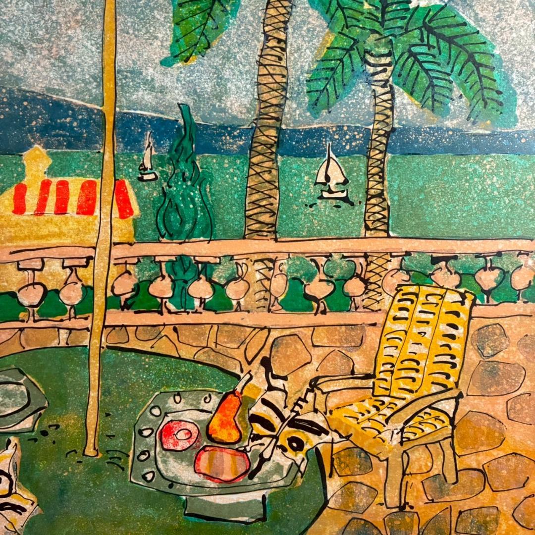 美品 ポール・アイズピリ「夕暮れの蝶」リトグラフ 直筆サイン入り 額縁入り