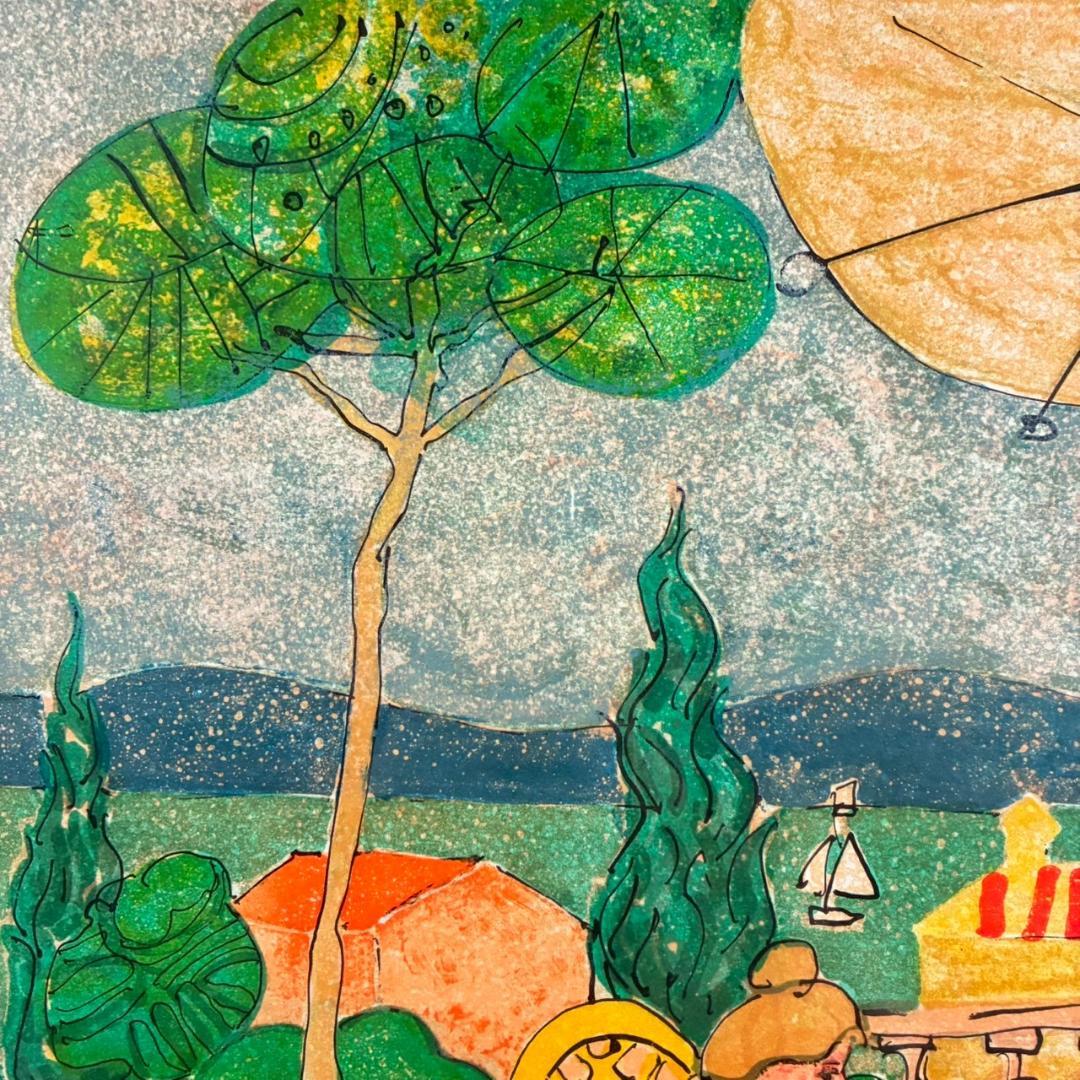 美品 ポール・アイズピリ「夕暮れの蝶」リトグラフ 直筆サイン入り 額縁入り