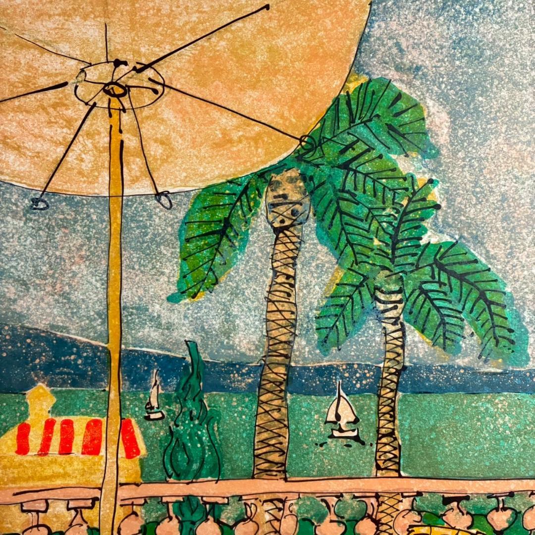 美品 ポール・アイズピリ「夕暮れの蝶」リトグラフ 直筆サイン入り 額縁入り