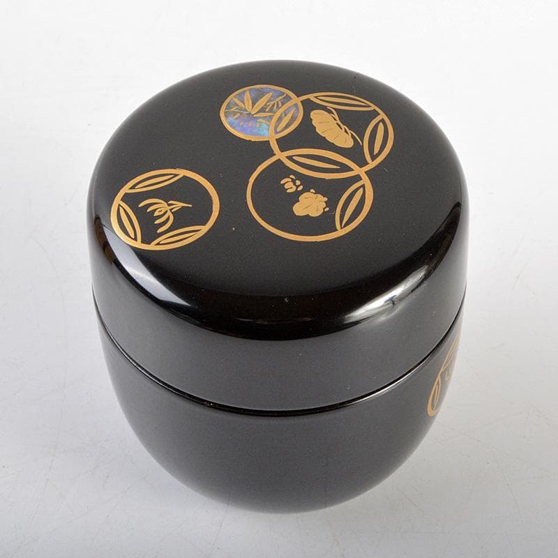 茶道具　観斉造　螺鈿装飾　四季七宝蒔絵　棗　共箱　V　6345