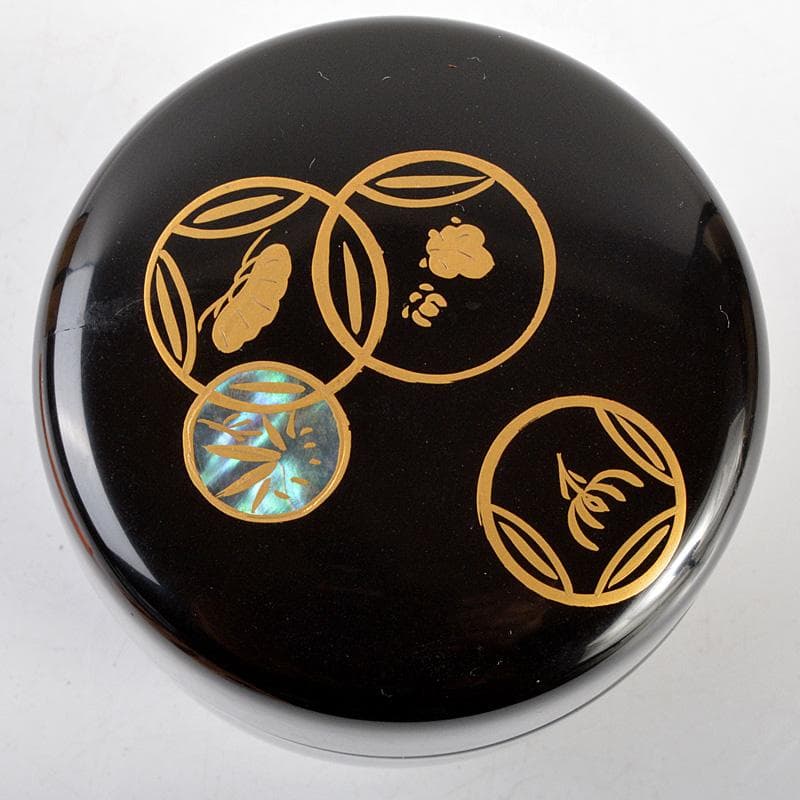 茶道具　観斉造　螺鈿装飾　四季七宝蒔絵　棗　共箱　V　6345