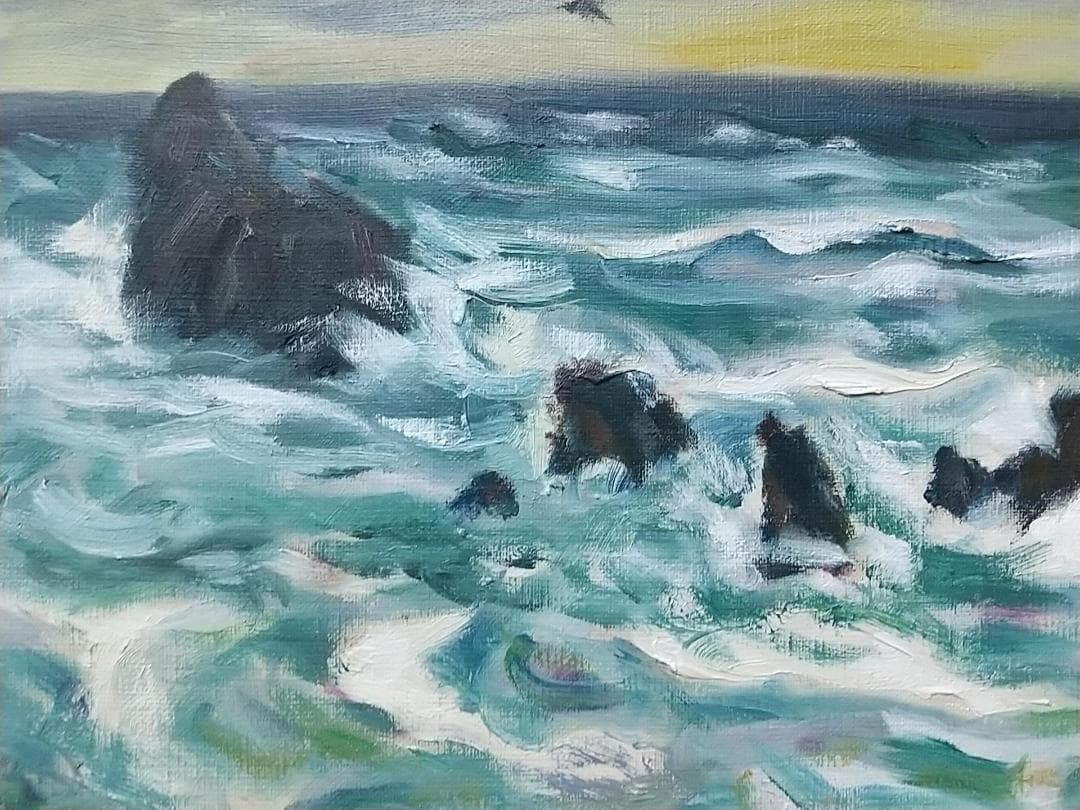 F4「親不知海岸」油絵 絵画 風景画 油彩画 アート