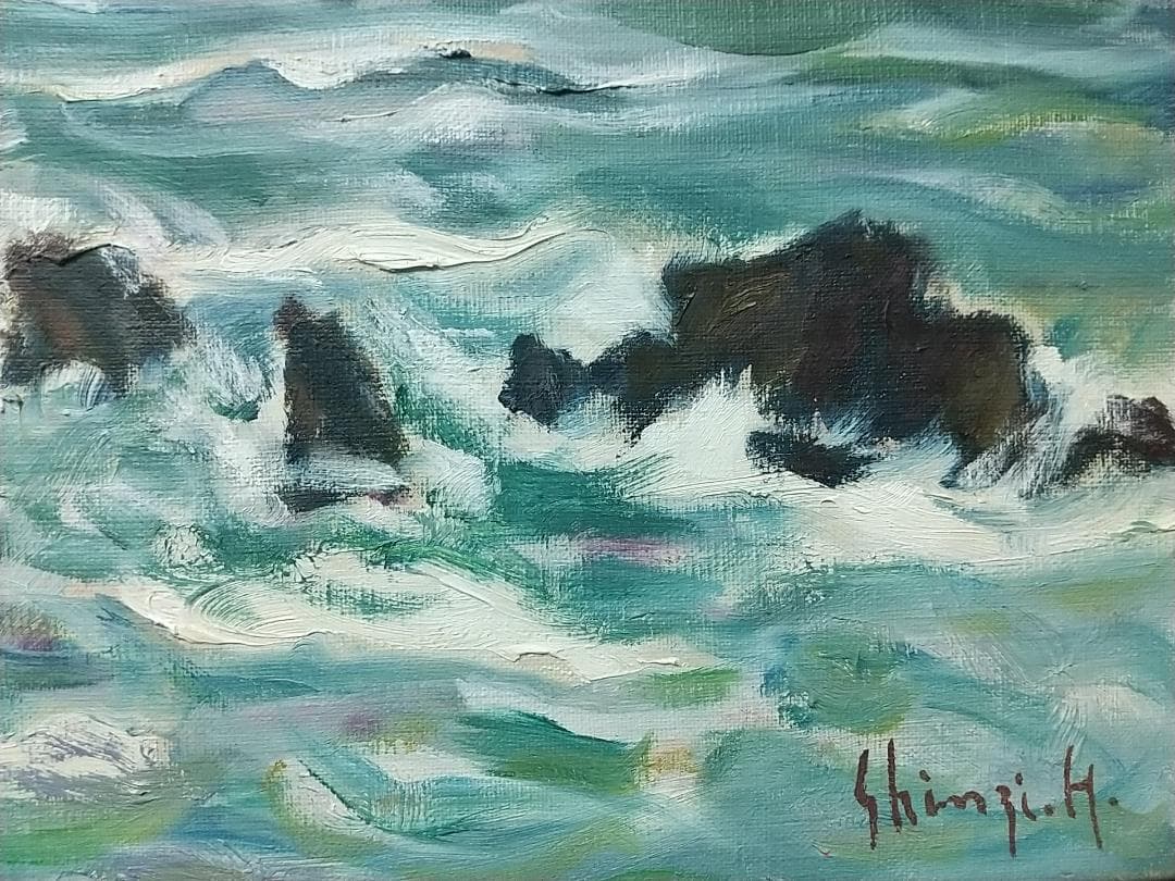 F4「親不知海岸」油絵 絵画 風景画 油彩画 アート