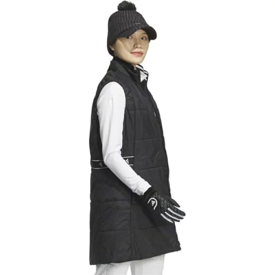 新品 アディダスゴルフ 中綿 ワンピース ロング丈 ダウンベスト 黒 ジャケット