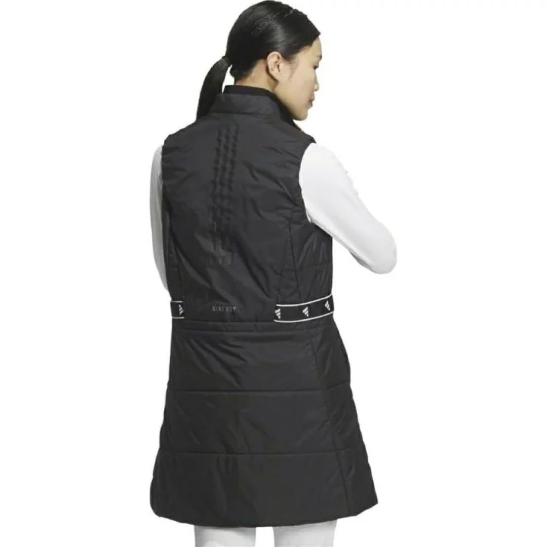 新品 アディダスゴルフ 中綿 ワンピース ロング丈 ダウンベスト 黒 ジャケット
