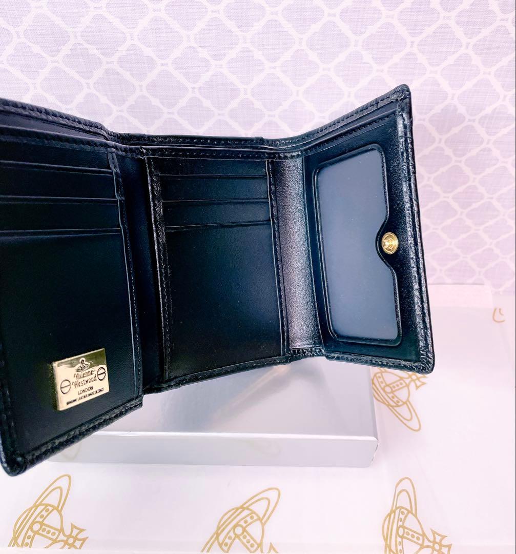 【魅力的☆ショッパー付】オーブ ヴィヴィアン・ウエストウッド 三折財布 ブラック