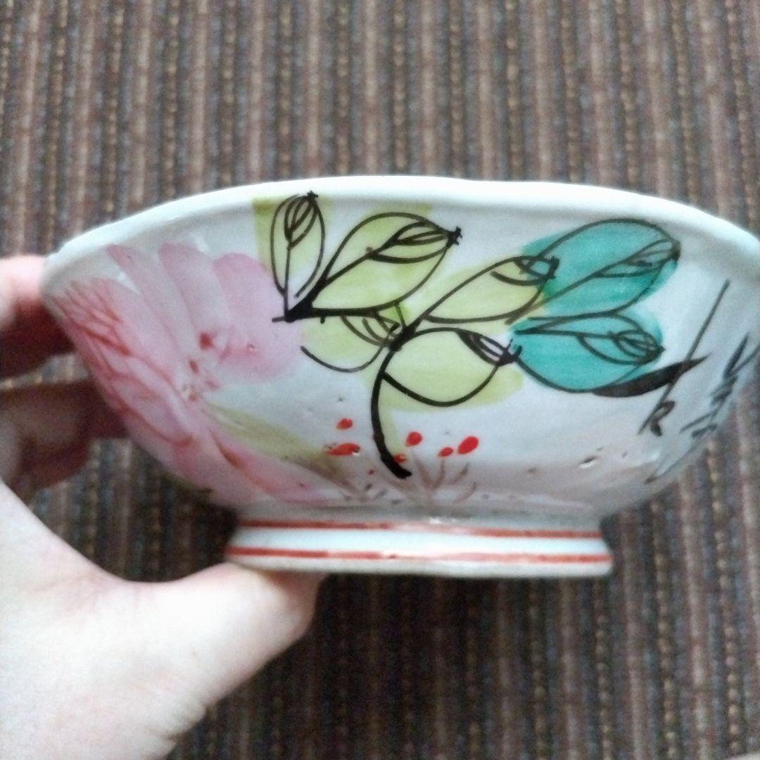 中国古玩　民国時代　碗　牡丹／芍薬？　蓮？　梅　「萬古」