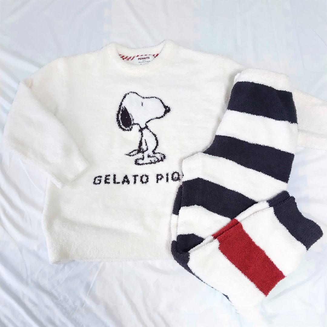ジェラートピケ ルームウエア パジャマ スヌーピー 上下セット 冬 長袖