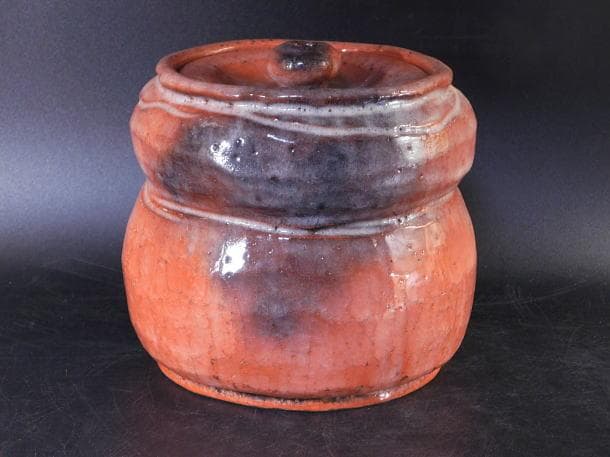 【茶道具　赤楽　瓢形　水指】