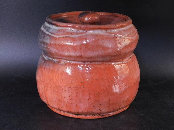 【茶道具　赤楽　瓢形　水指】