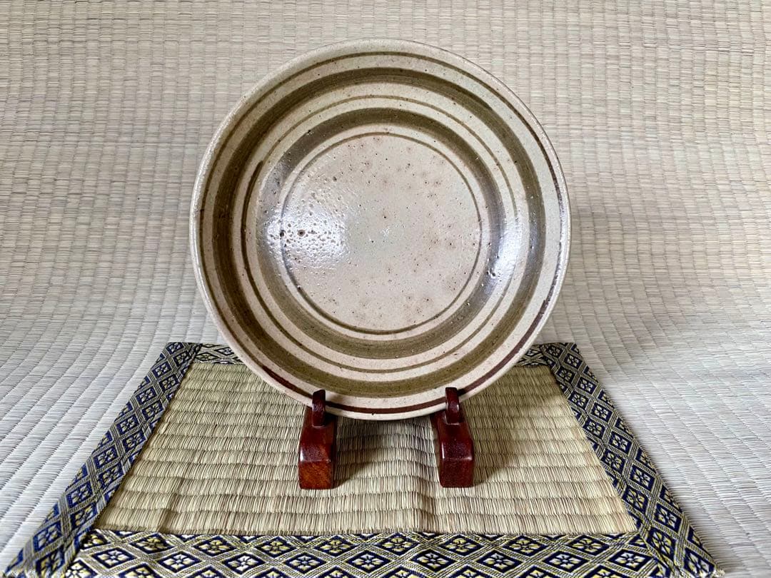 浜田庄司　白釉鉄絵皿