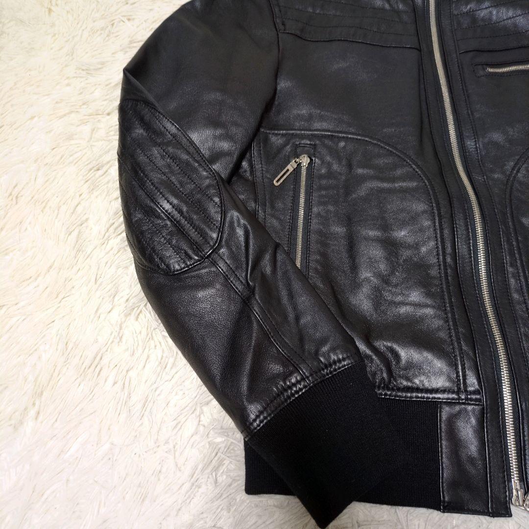 junmen JLINE ラムレザー シングルレザーライダース 黒 L 袖リブ
