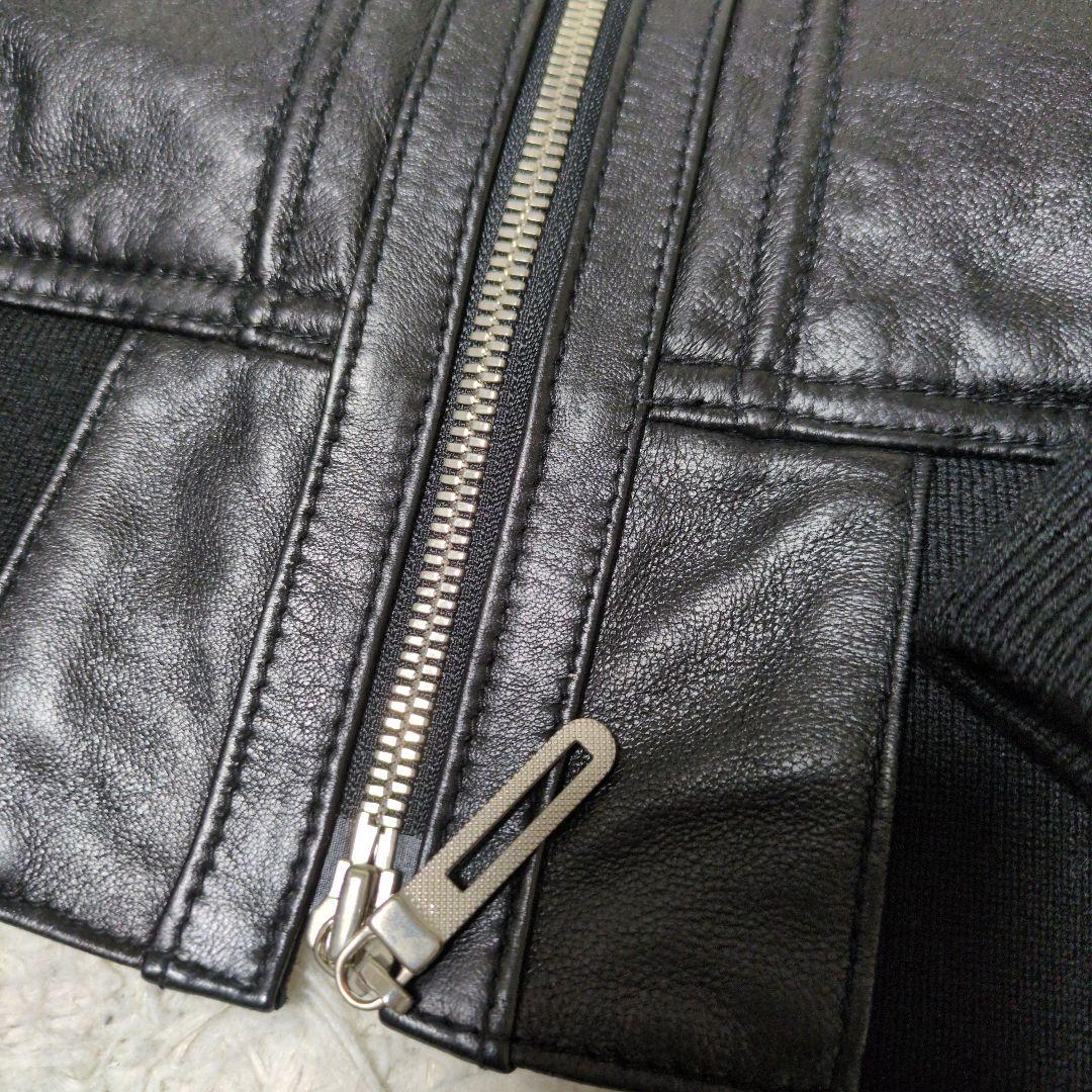 junmen JLINE ラムレザー シングルレザーライダース 黒 L 袖リブ