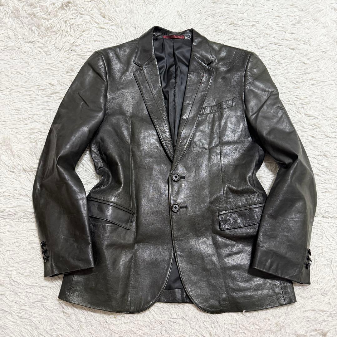 Paul Smith ラムレザー　テーラードジャケット　シングル　2b オリーブ