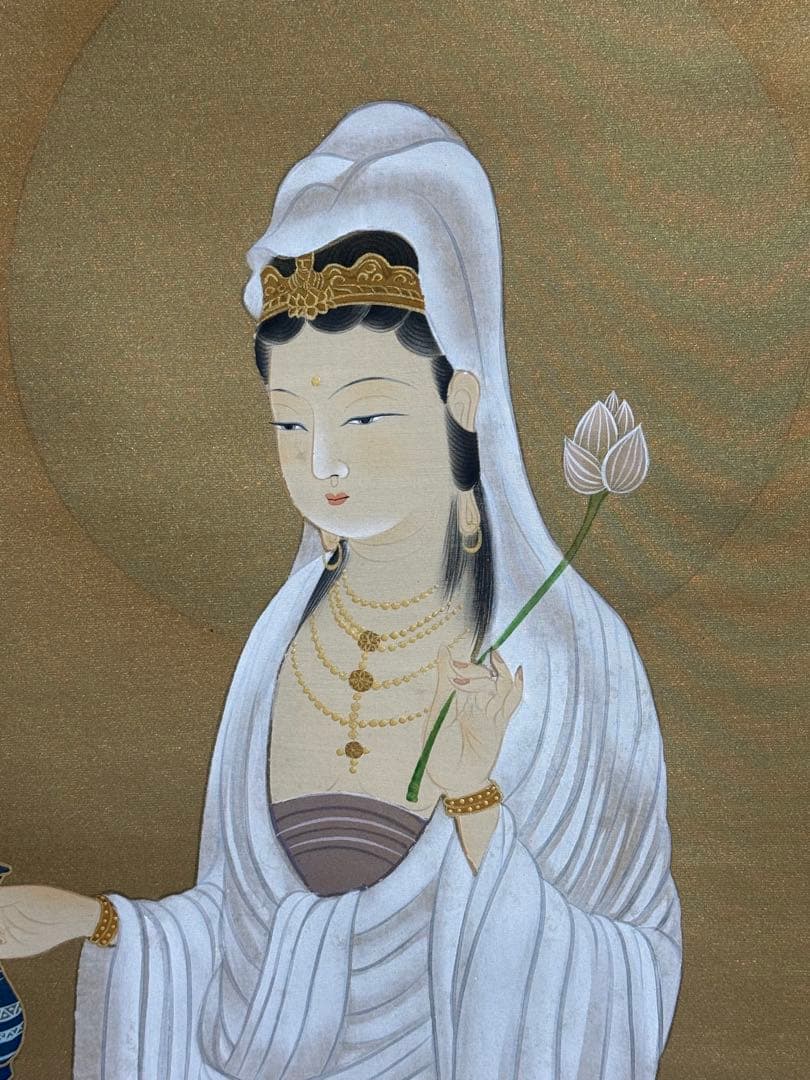 白衣観音　幸雪筆　絹本　仏教美術　共箱　送料込み251023