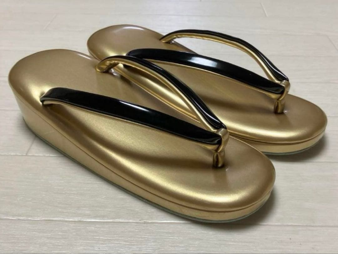《美品》草履バッグセット　ゴールド　ブラック