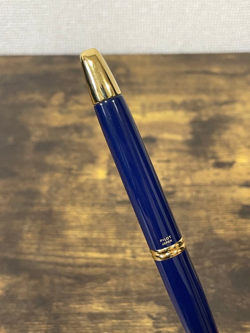 筆記確認＆洗浄済　ディープブルー×ゴールド 18金　細字　キャップレス　万年筆