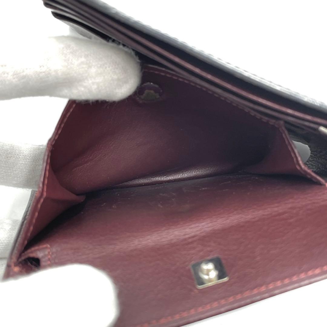 極美品● マスト ドゥ カルティエ 二つ折り財布 マストライン ブラック 鑑定済