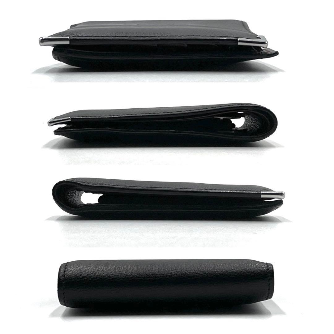 極美品● マスト ドゥ カルティエ 二つ折り財布 マストライン ブラック 鑑定済