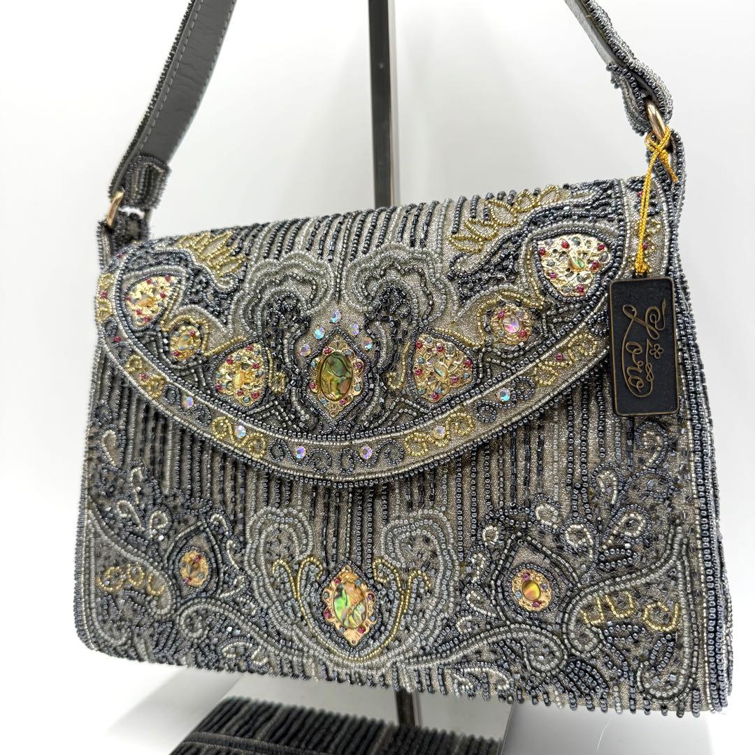 【超美品】　ロロピアーナ　ビーズバッグ　宝石装飾