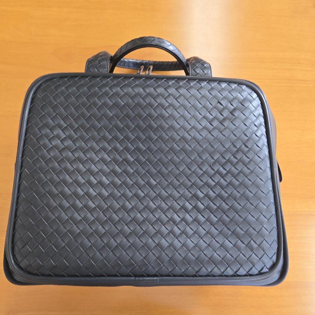編み込みレザー ビジネスバッグ 黒