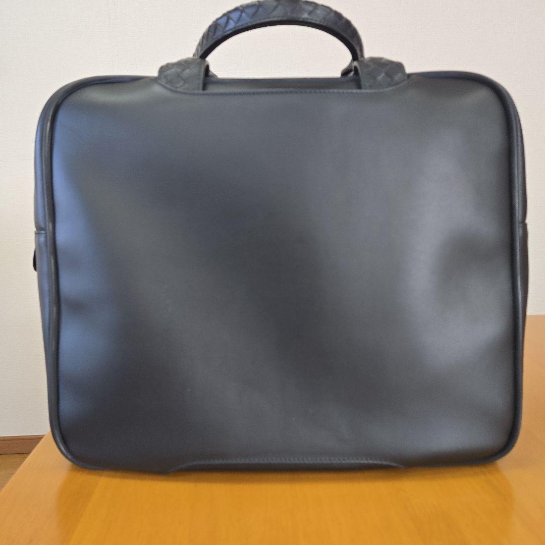 編み込みレザー ビジネスバッグ 黒