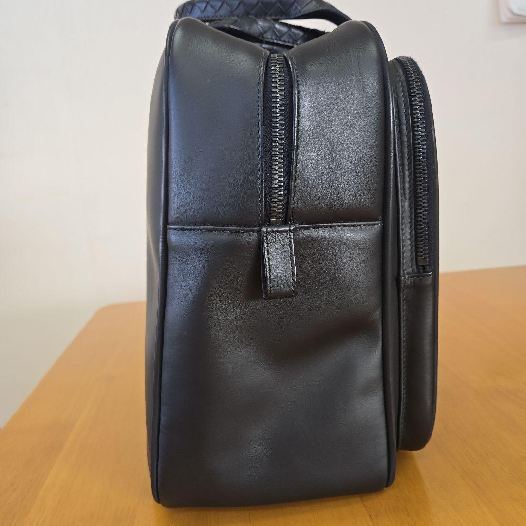 編み込みレザー ビジネスバッグ 黒