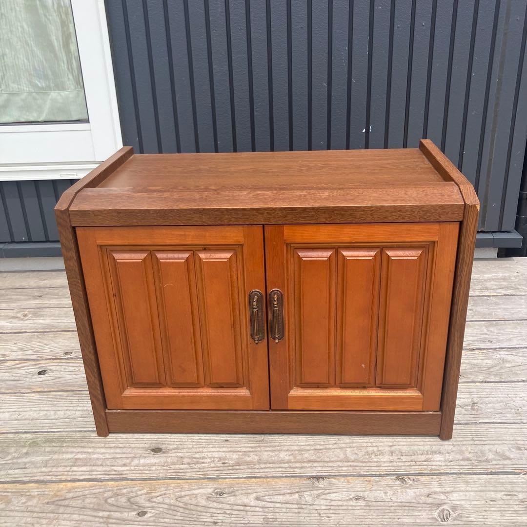 昭和レトロ 古家具 木製レコードラック テレビ台 キャビネット ウッドラック