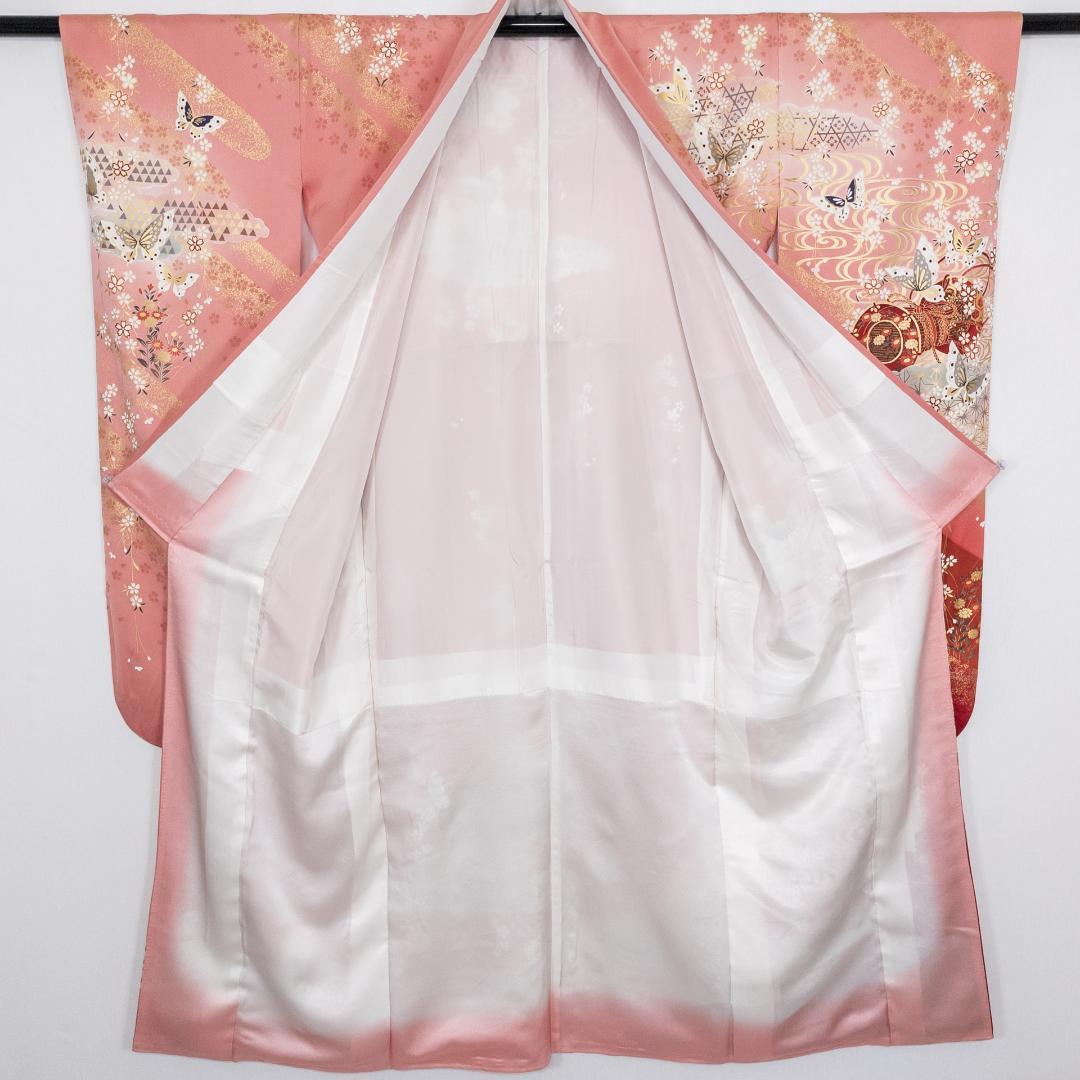 値下げコメント対応しません R7SK1333 振袖+帯 2点セット 金彩