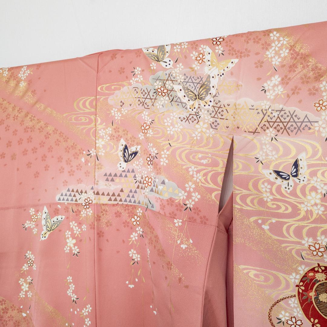 値下げコメント対応しません R7SK1333 振袖+帯 2点セット 金彩