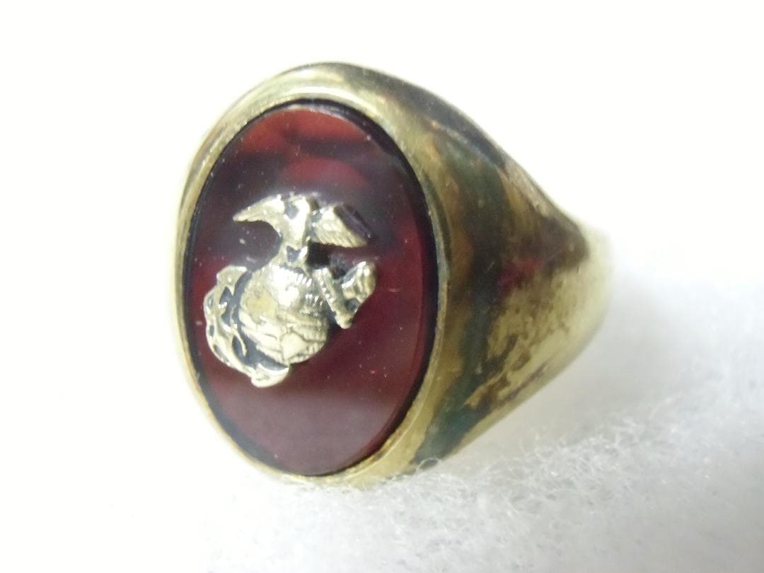 ★１９５０年代＊アメリカ軍＊ＵＳＭＣ/海兵隊＊銀製＋金張りリング＊１０号（実物）