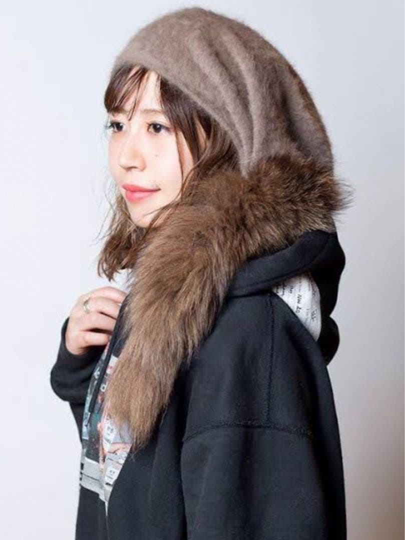 CA4LAもこもこシッポ付きのアンゴラニット帽子タグ付き