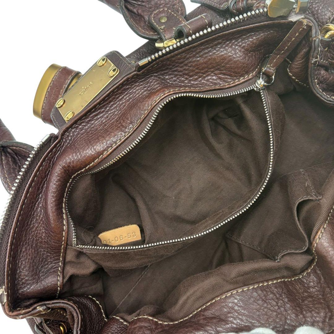 6205 美品 クロエ パディントン 南京錠 ハンドバッグ ミニボストン 焦げ茶