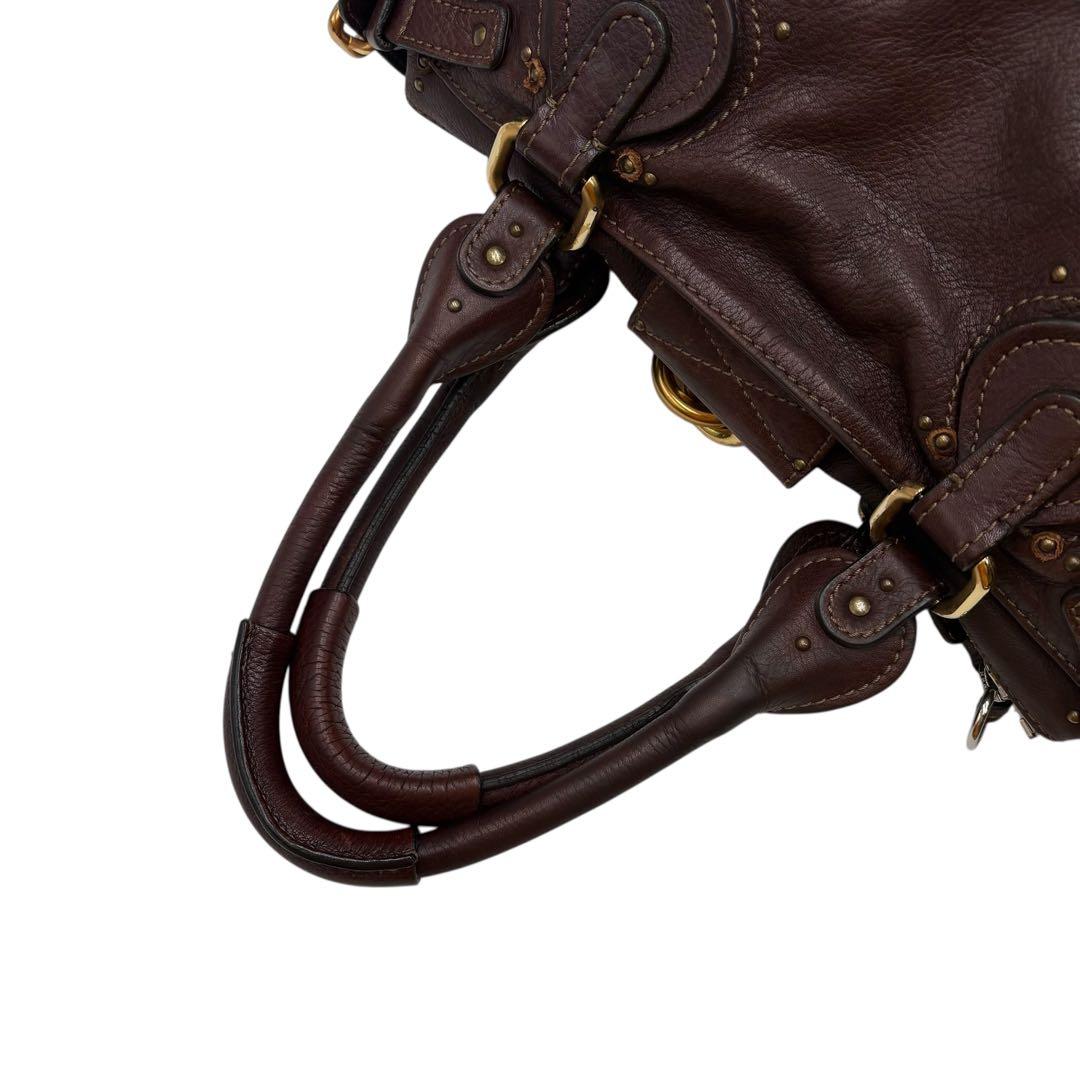 6205 美品 クロエ パディントン 南京錠 ハンドバッグ ミニボストン 焦げ茶