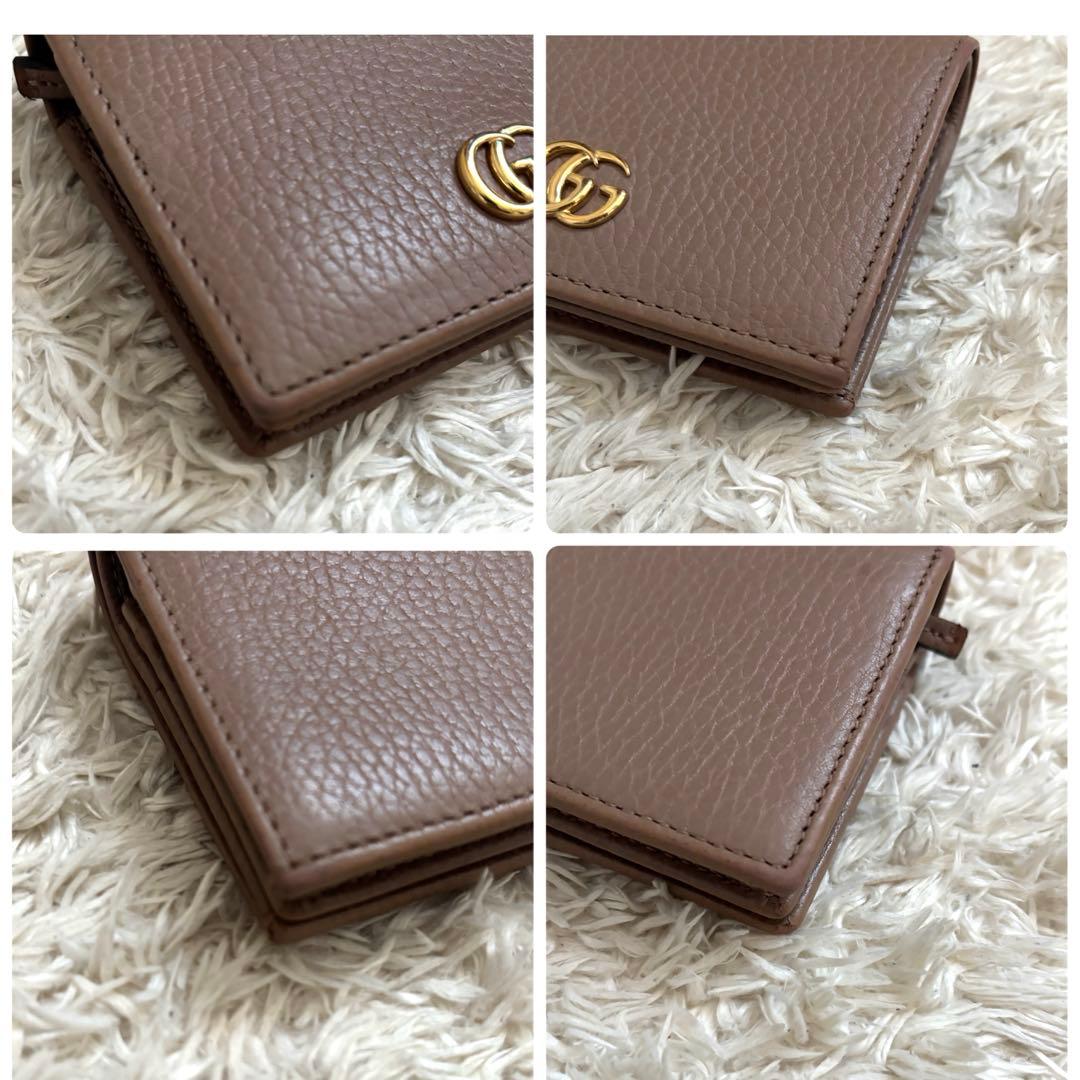 美品✨GUCCI GGマーモント コンパクト財布 ベージュ 二つ折り