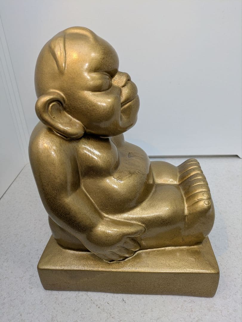 ☆b719、幸運や繁栄をもたらす神様 ビリケン像の置物 金色 特大