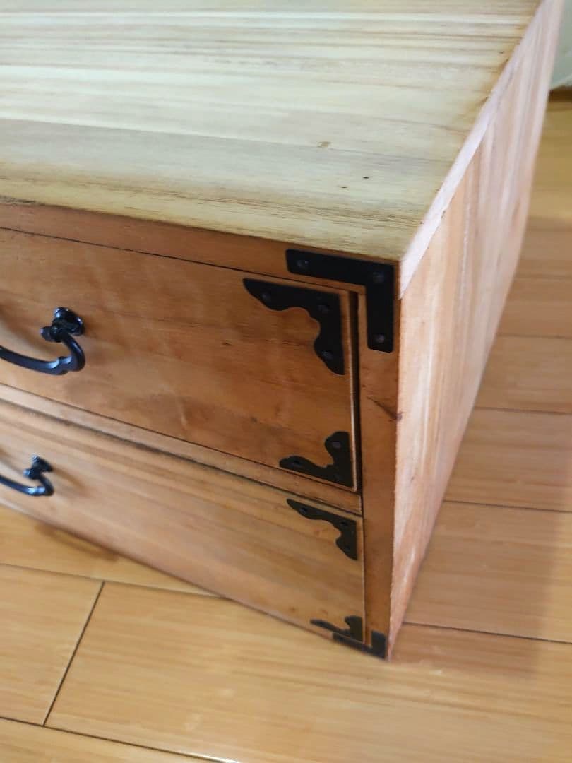 ヴィンテージ 桐箪笥2段 天然木 整理箪笥 引き戸 木製 和タンス 棚 チェスト