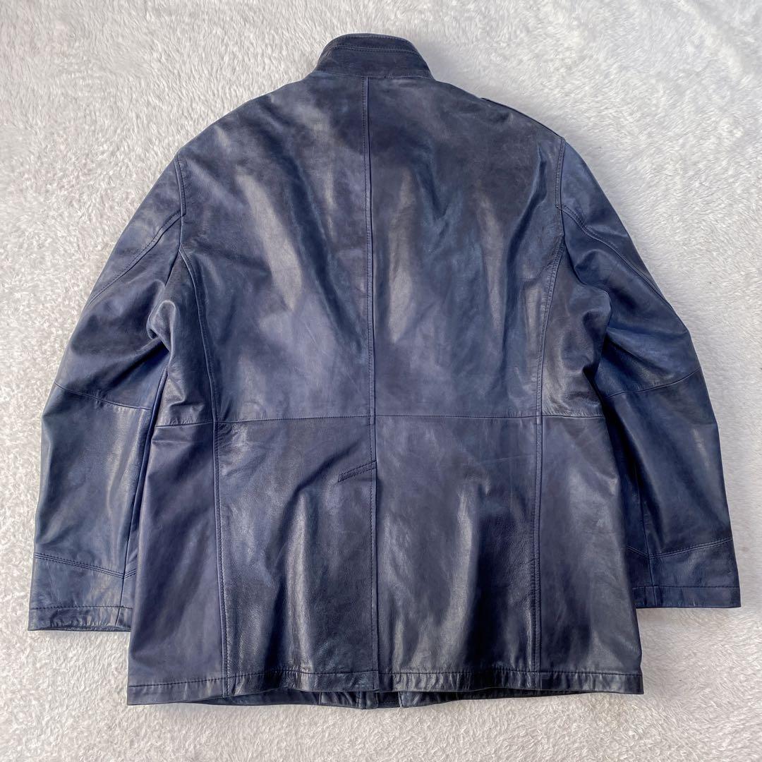 希少色・特大3L/ ダーバン ラムレザー ハンティングジャケット ダークブルー