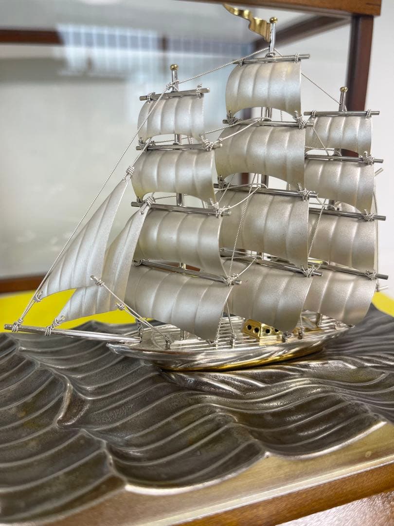 【希少】銀製 武比古シルバーSILVER 銀船 大型帆船 クリッパー 置き物