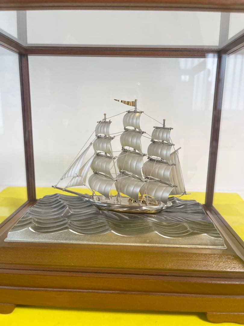 【希少】銀製 武比古シルバーSILVER 銀船 大型帆船 クリッパー 置き物