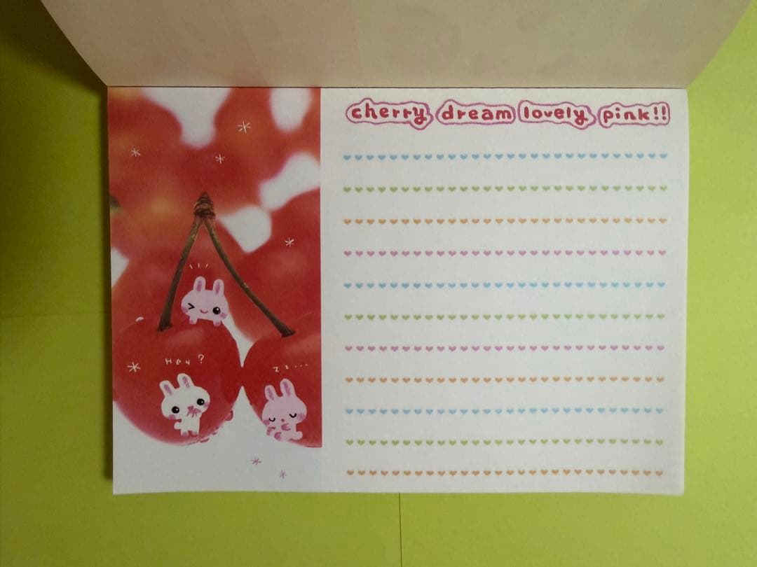 平成レトロ うさぎ さくらんぼ メモ帳 シール付き 当時物