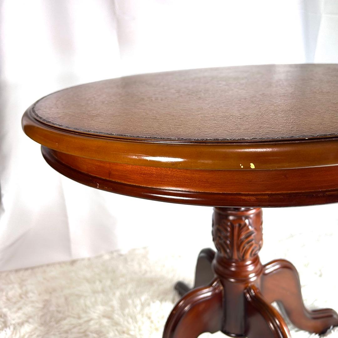 kuroshio コモテーブル　猫脚　ヨーロッパ風　高級　レザー調　丸テーブル