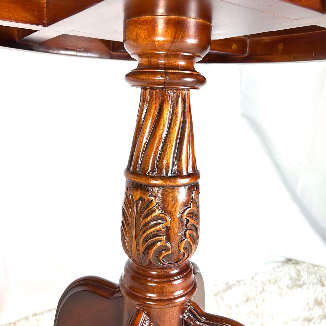 kuroshio コモテーブル　猫脚　ヨーロッパ風　高級　レザー調　丸テーブル