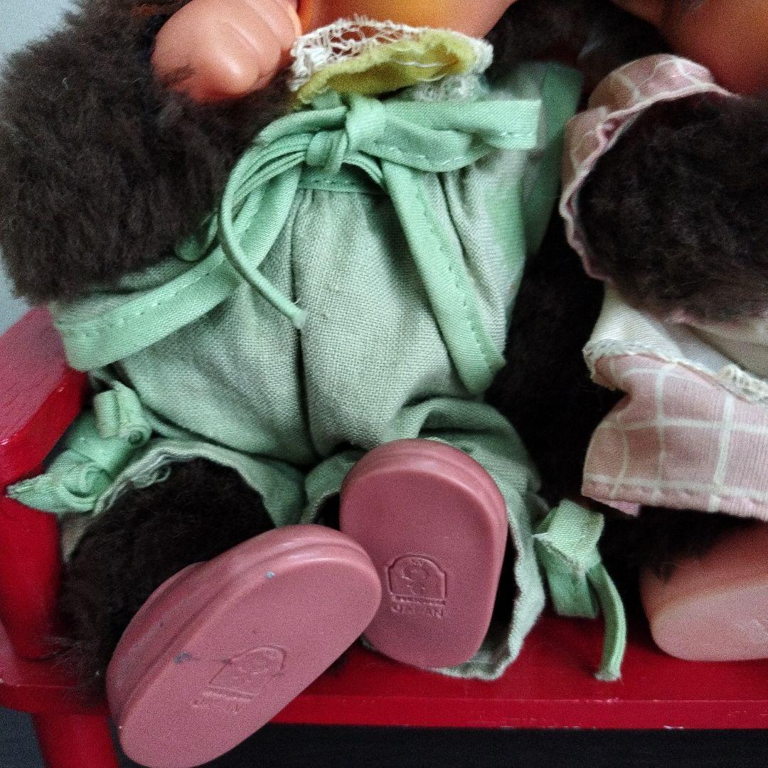 ふたごのモンチッチ　セキグチ　ペア　monchhichi　レトロ　ベンチ