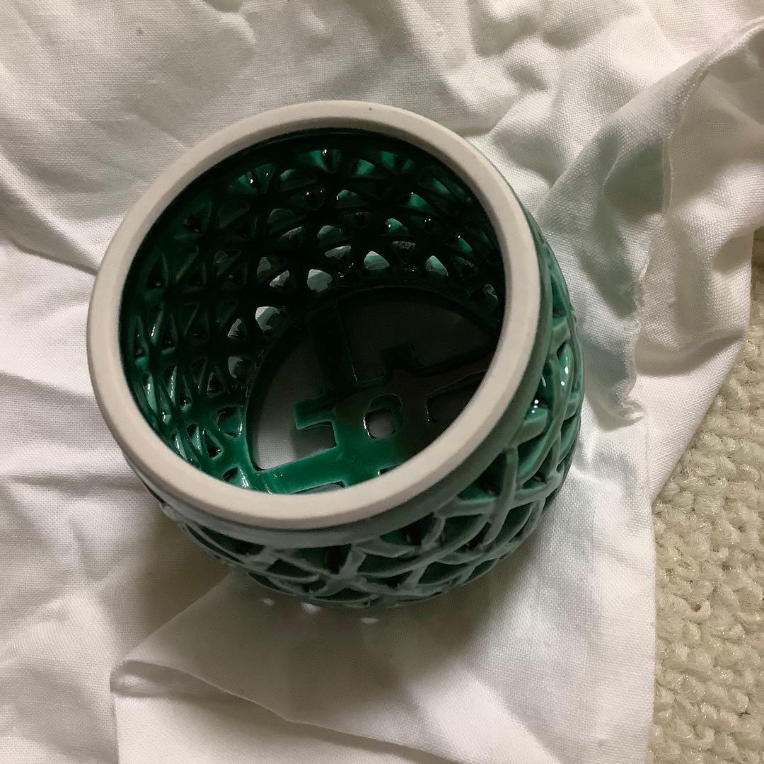 茶道具　蓋置　中村翠嵐作　浅黄交趾