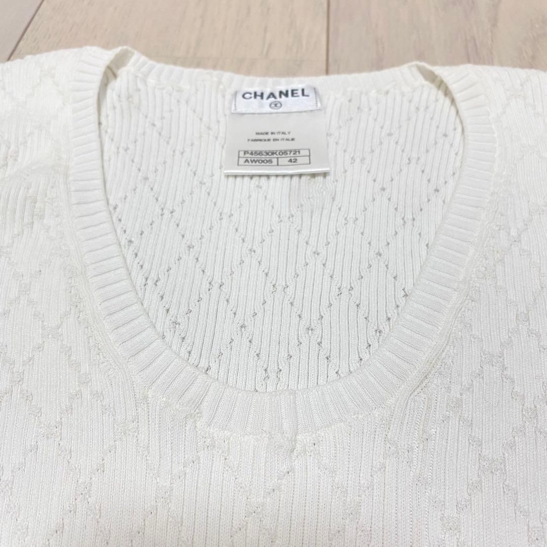 CHANEL ノースリーブ ココマーク サマーニット トップス コットン100%