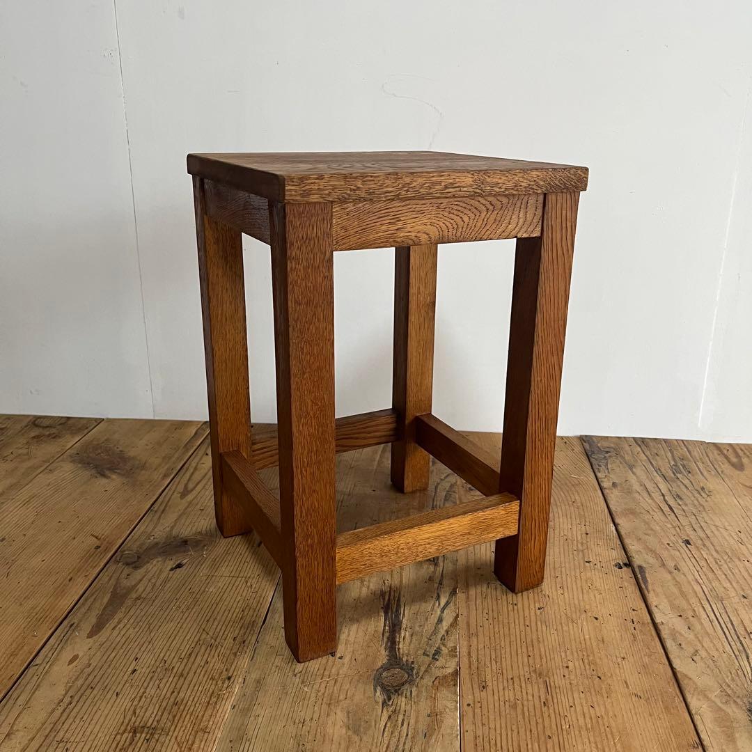 アンティーク 角 スツール 椅子 植物台 無垢材 昭和レトロ z798