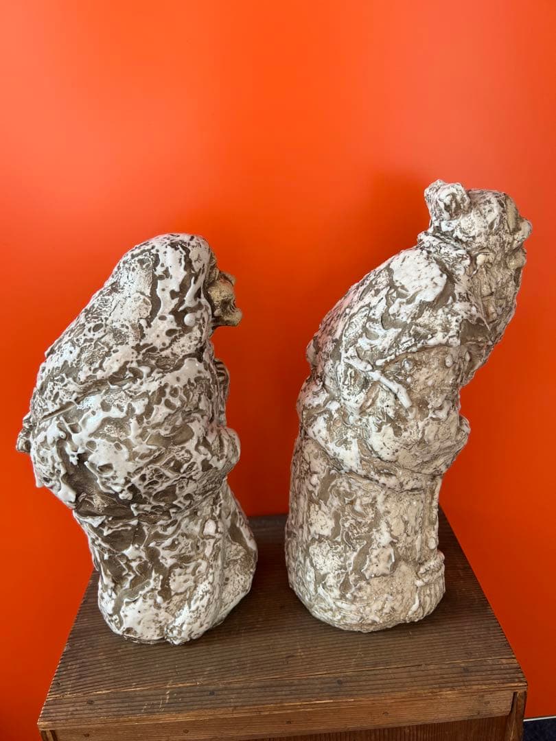 1490 希少　志野焼　信令作　高砂人形　壹対　美品　美術品