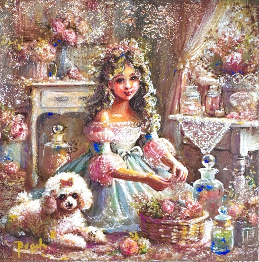 ま*ゆ様 絵画原画《ポプリgold》feminine tones &girly